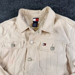 Tommy Hilfiger Women's Beige Denim Jean Jacket Size L Cotton READ